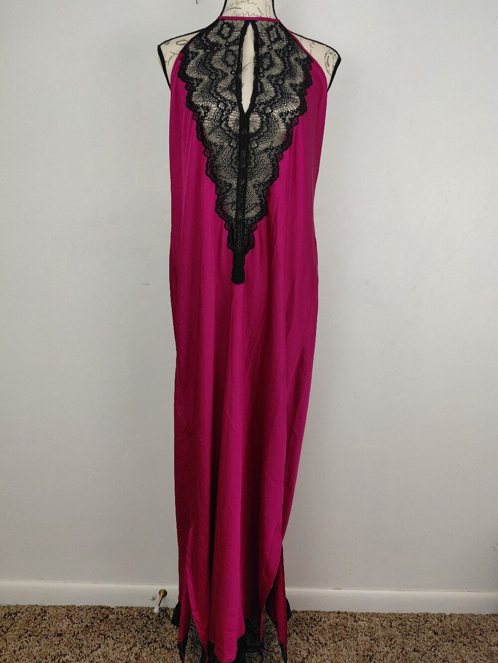 iCollection Womens Slip Halter Dress Tess Gown Lace Insert Size 3X